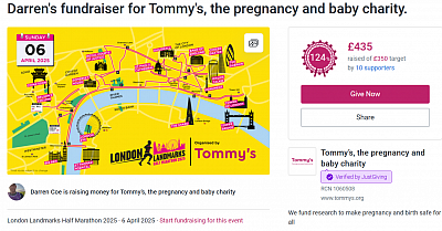 Darren's fundraiser for Tommy's
