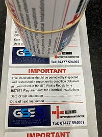 Niceic Approved Contractor periodic labels